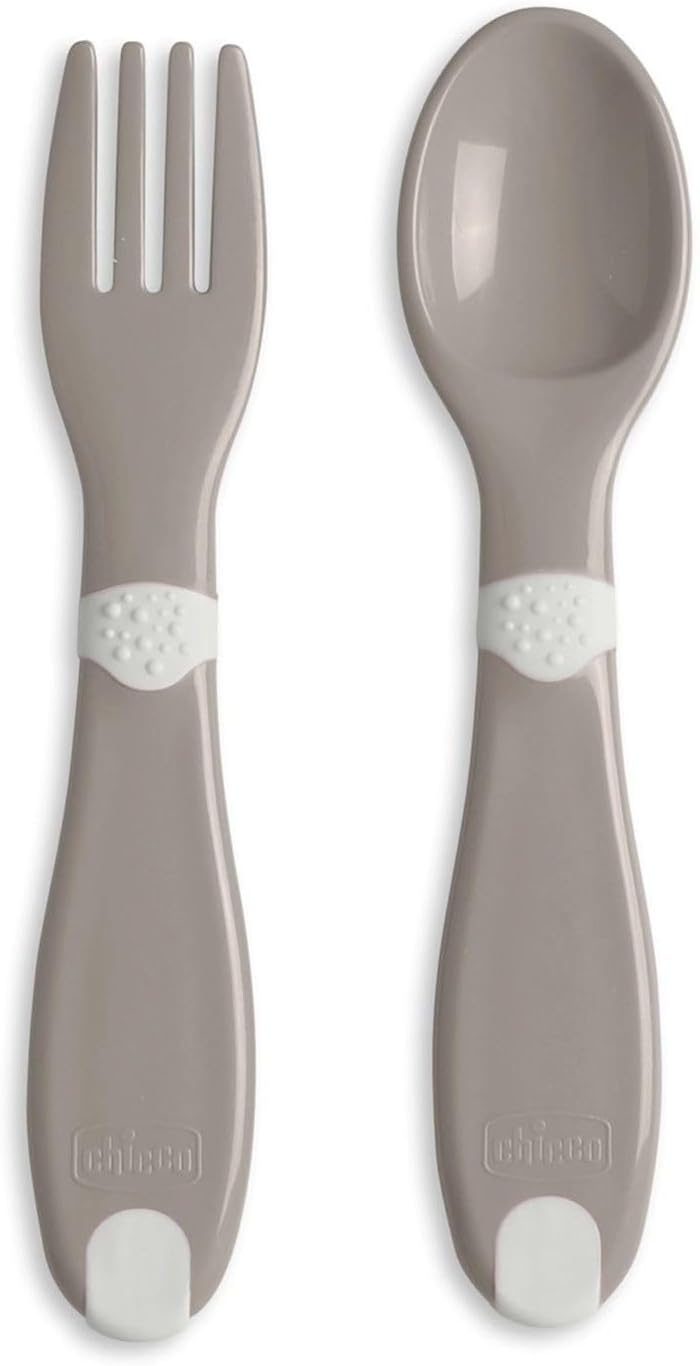 Chicco First Cutlery 12m+, Grey - Image 1